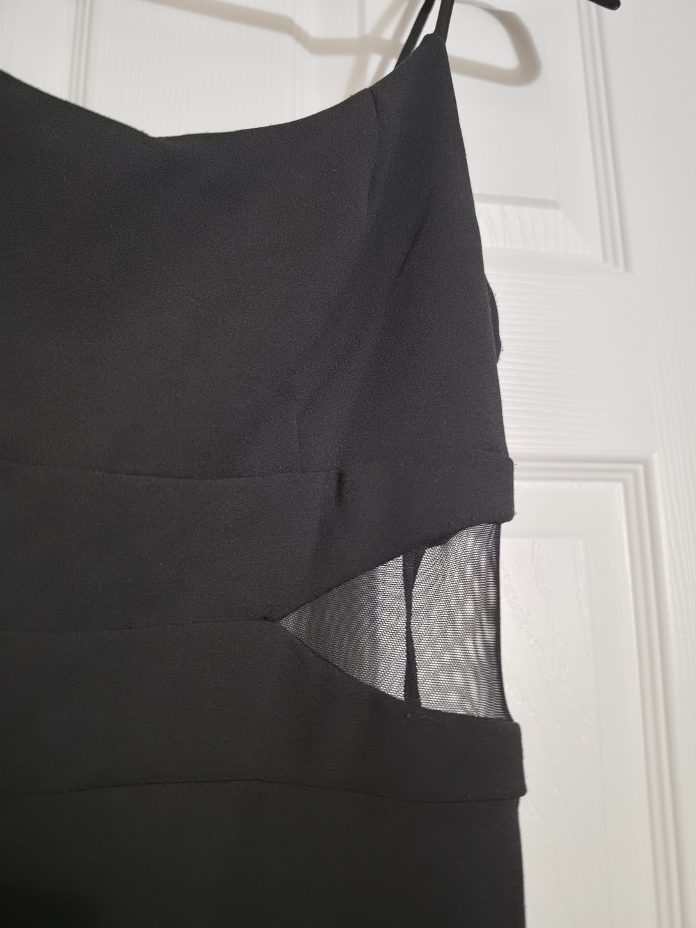 Sm Black Spaghetti-Strap Dress with Mesh Side Panels